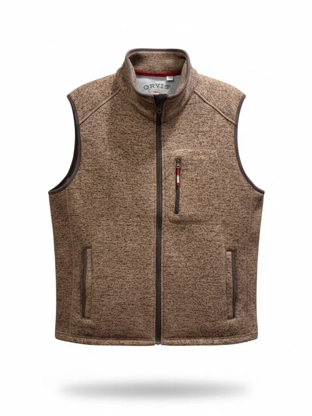 Orvis Brown Denali Sweater Fleece Vest Full Zip XL